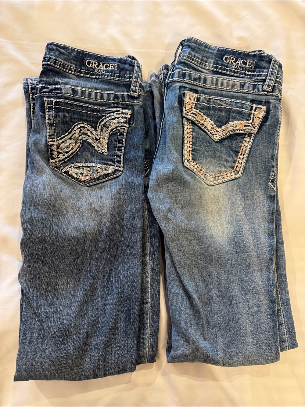 Grace Girl's Boot Cut Embroidered
Pocket Jeans Bundle